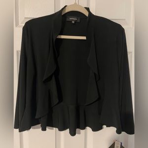 NWT Black, cropped, ruffle shrug. Size M